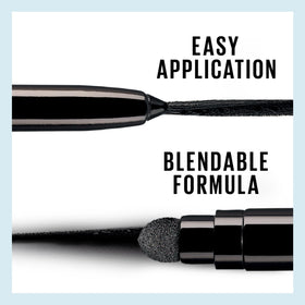Maybelline pencil next to coin showing compact travel-friendly size benefit