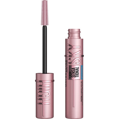 Maybelline Sky High front packaging showing very black tube and branding for bold lashes