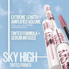 Maybelline Sky High primer brush close-up displays flexible wand for precise application