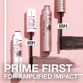 Maybelline Sky High primer swatch texture highlights tinted, serum-infused finish