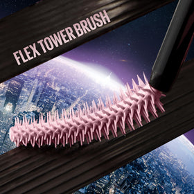 Maybelline Sky High swatches on skin showing fiber texture and lengthening benefit