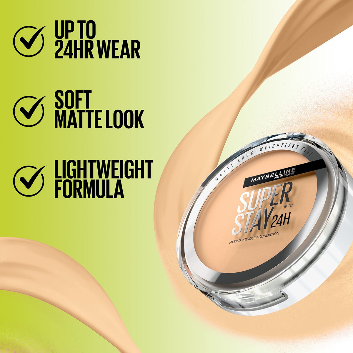Maybelline swatch on arm demonstrating shade 102 match and natural matte effect