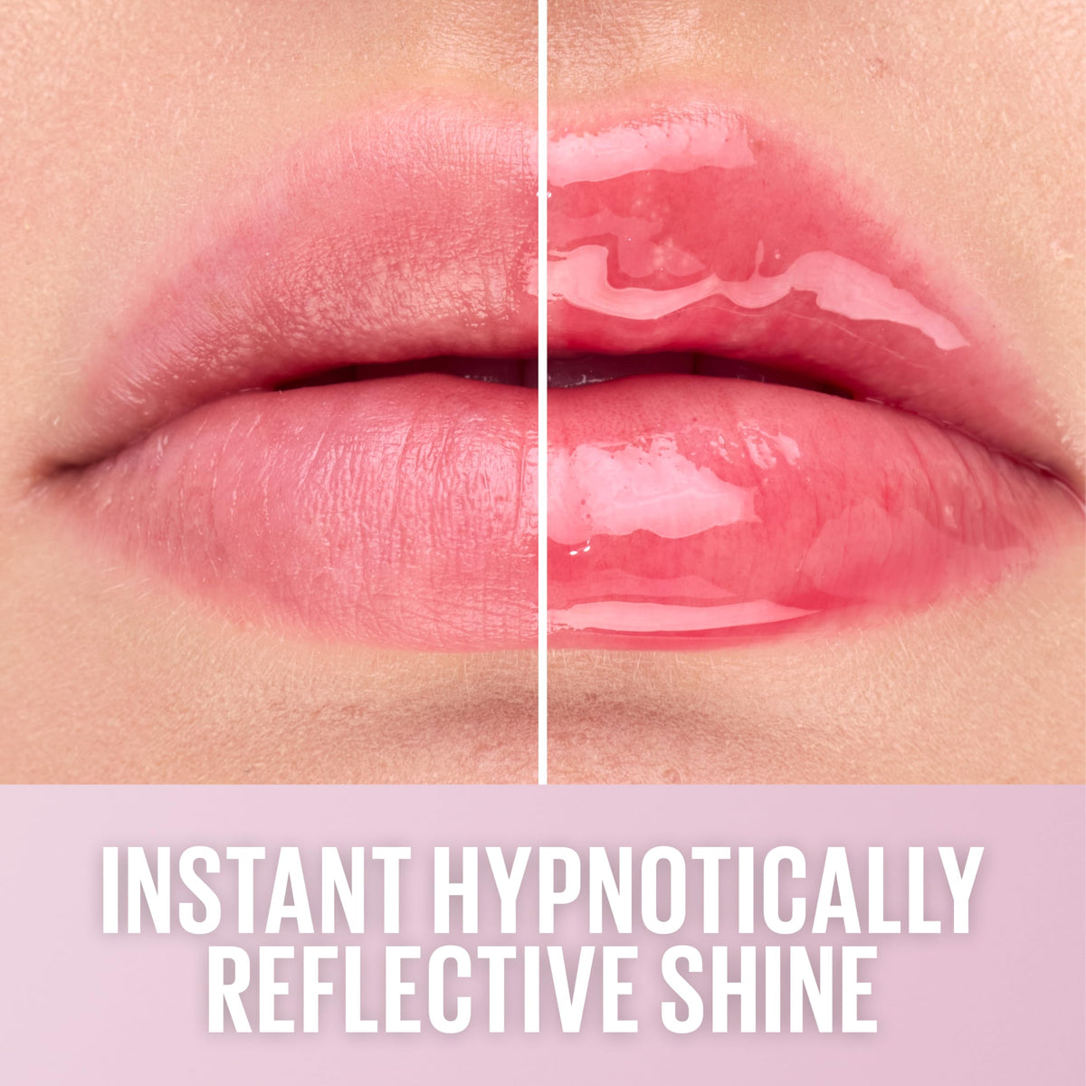 MAYBELLINE swatch on lips showing mauve-pink tint and glassy shine