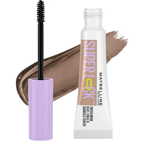 Maybelline Super Lock Brow Glue front packaging showing taupe shade and brush — long hold