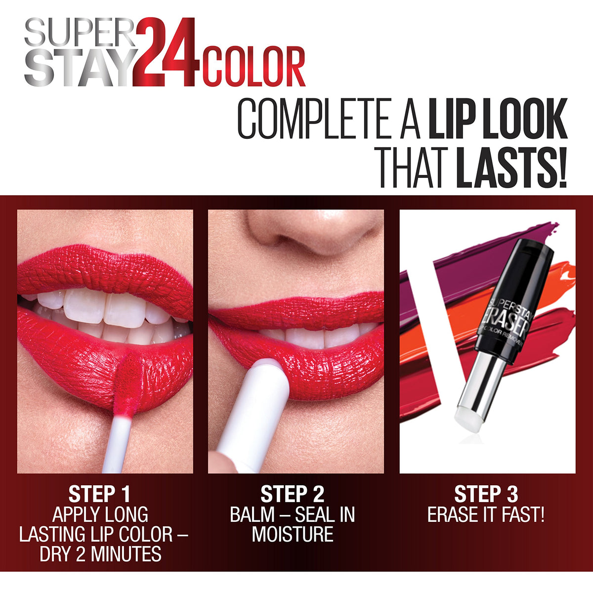 MAYBELLINE worn outdoors demonstrating long-lasting color performance