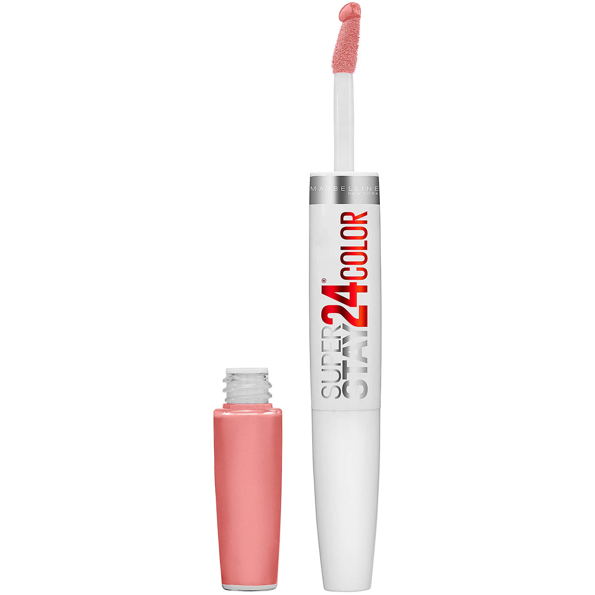 MAYBELLINE front packaging showing dual-ended long-wear lipstick benefits