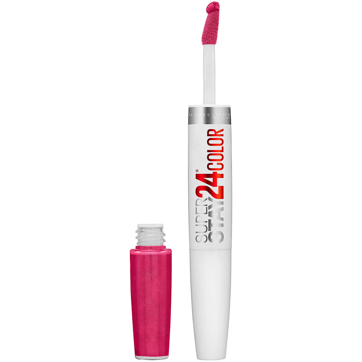 Maybelline Super Stay 24 front packaging showing product pair and shade benefits