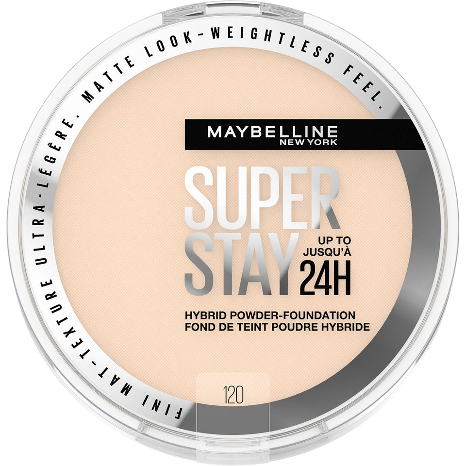 MAYBELLINE compact front view showing sleek packaging and durability