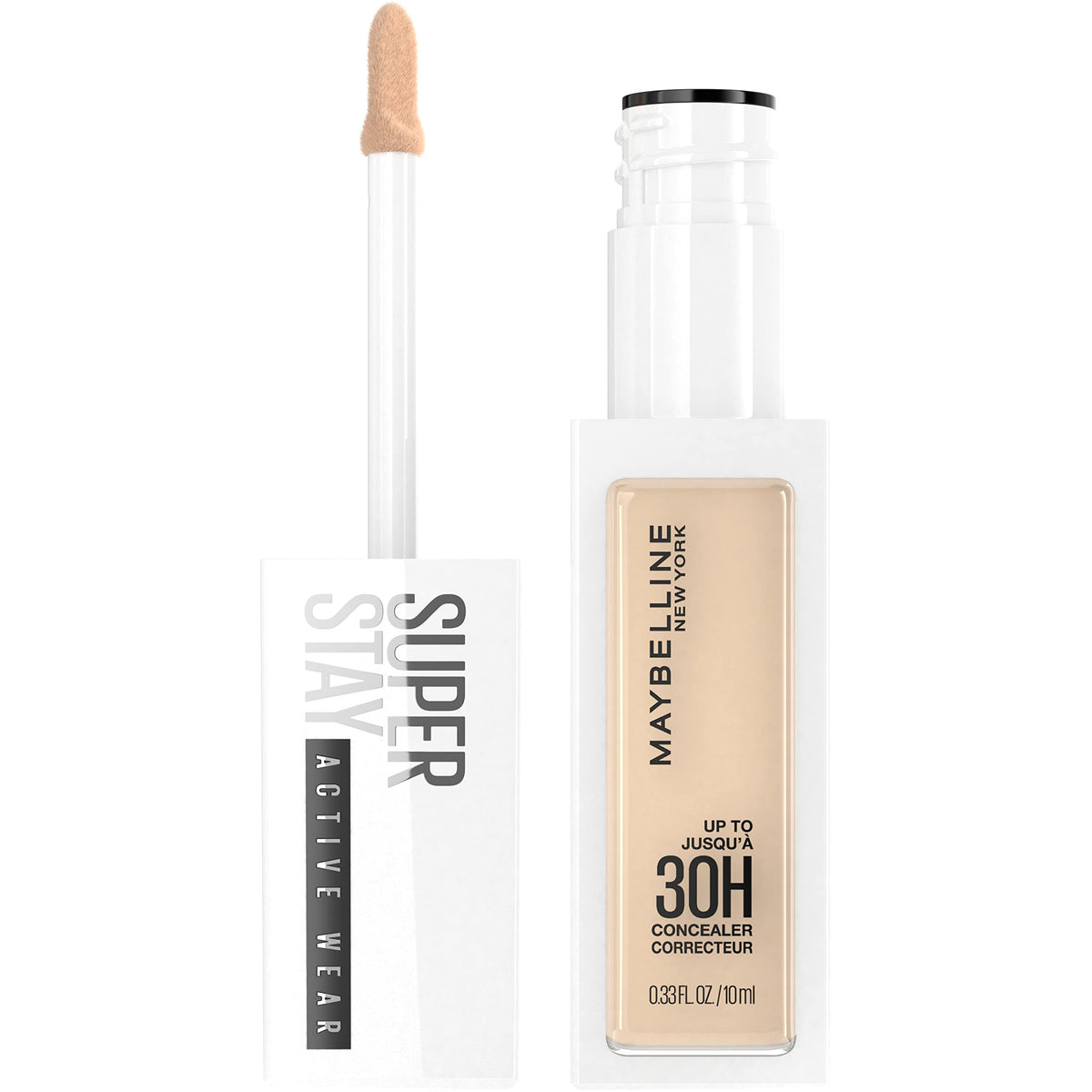 maybelline front packaging shows product tube and branding, clear identification and professional look