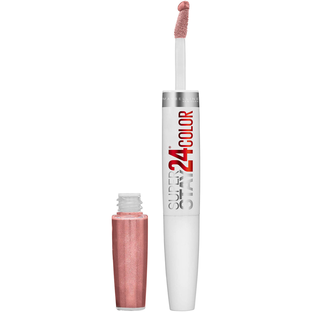 Maybelline Super Stay front tube showing dual applicators and compact design benefit
