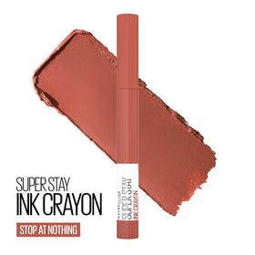 MAYBELLINE built-in sharpener in cap, keeps crayon tip precise for neat application