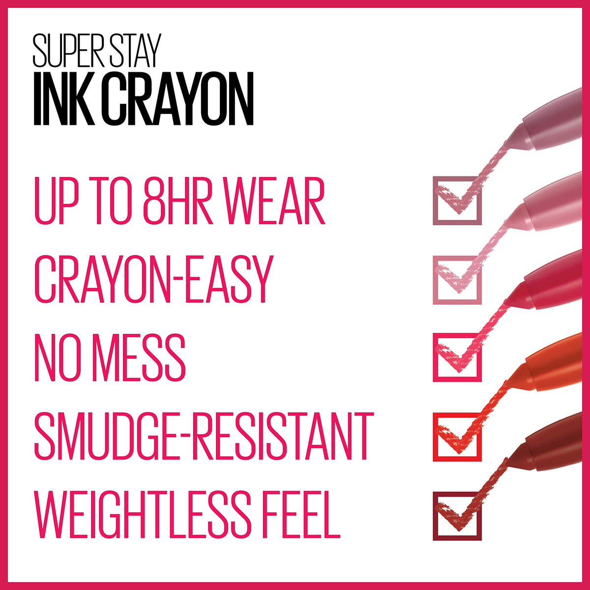 MAYBELLINE applying crayon to lips by hand for easy one-swipe color application
