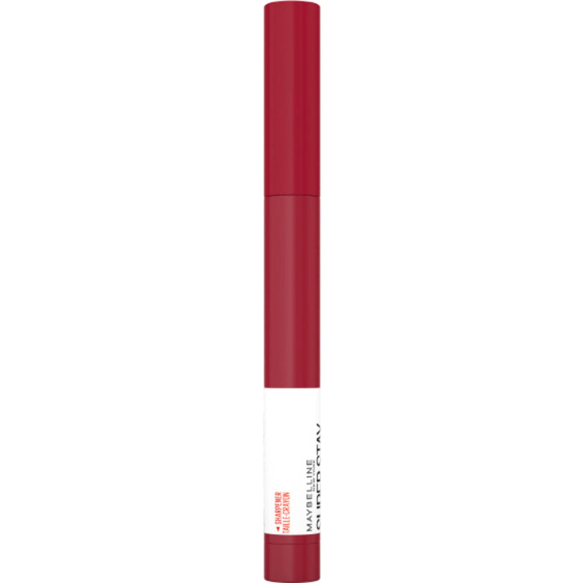 Maybelline crayon open cap showing product label and shade information benefit