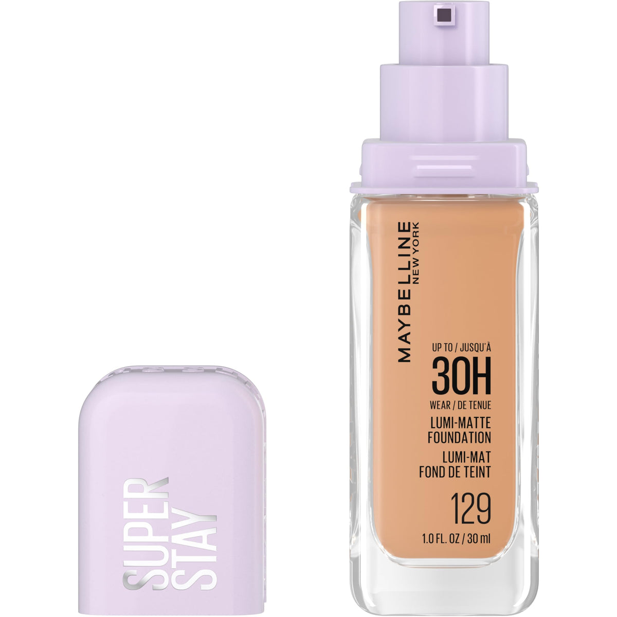 Maybelline Super Stay bottle front view showing shade and finish benefit