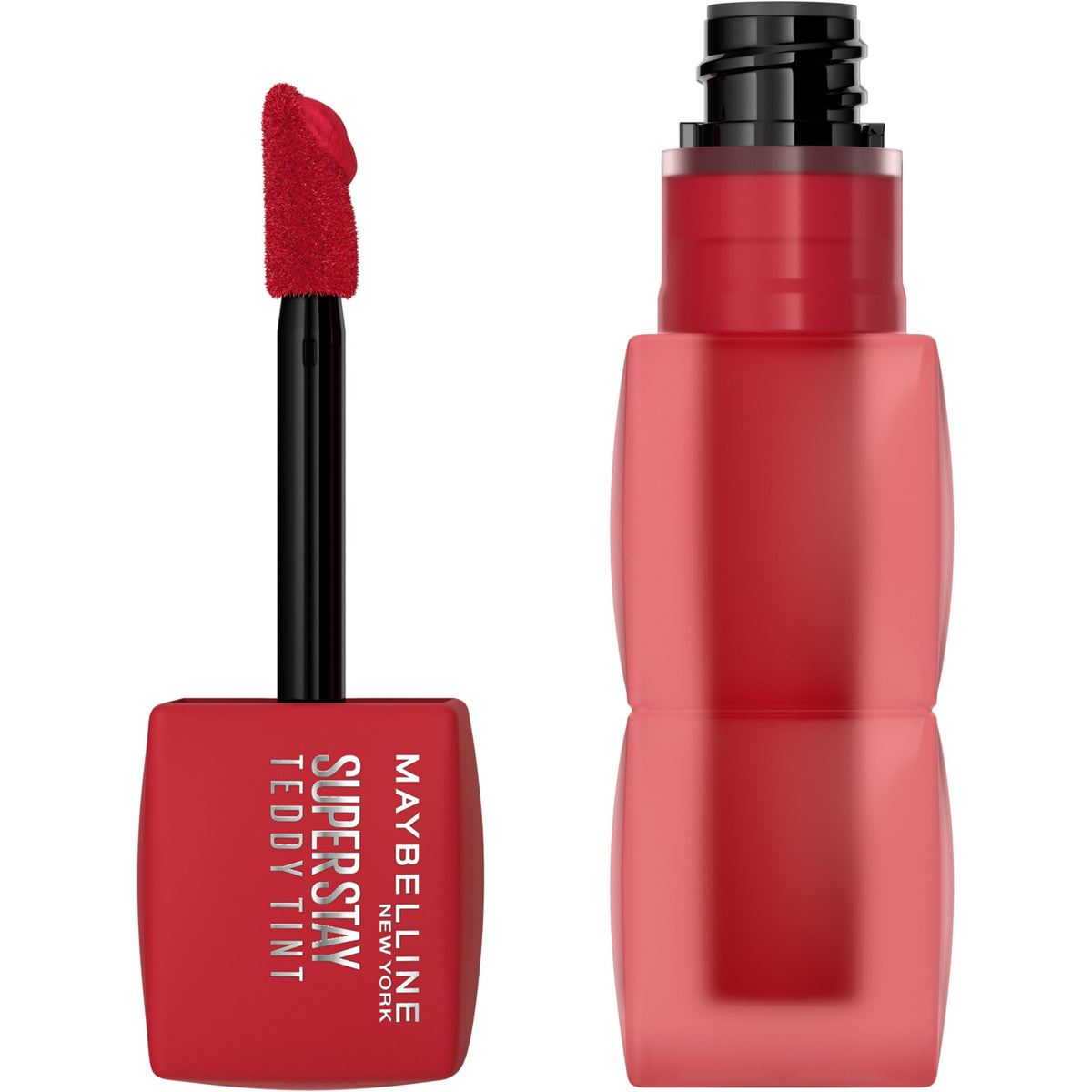 MAYBELLINE front packaging of Super Stay Teddy Lip Tint showcasing shade and benefits