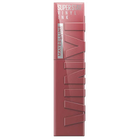 Maybelline Super Stay Vinyl Ink front packaging showing glossy mauve nude