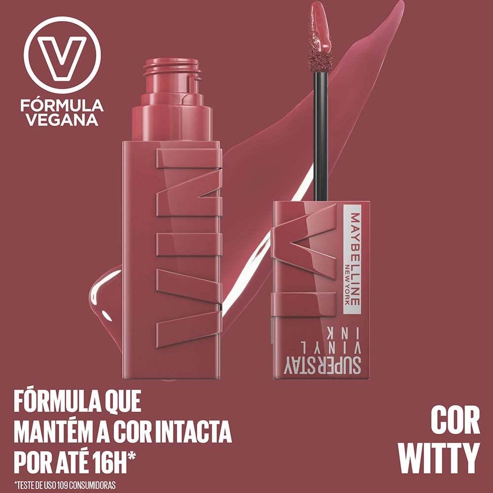 Maybelline Super Stay Vinyl Ink texture close-up showing glossy finish and smooth formula