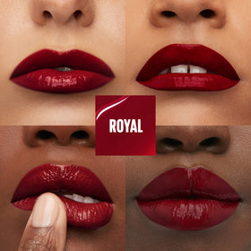 Maybelline texture swipe showing rich pigment and instant vinyl shine benefit