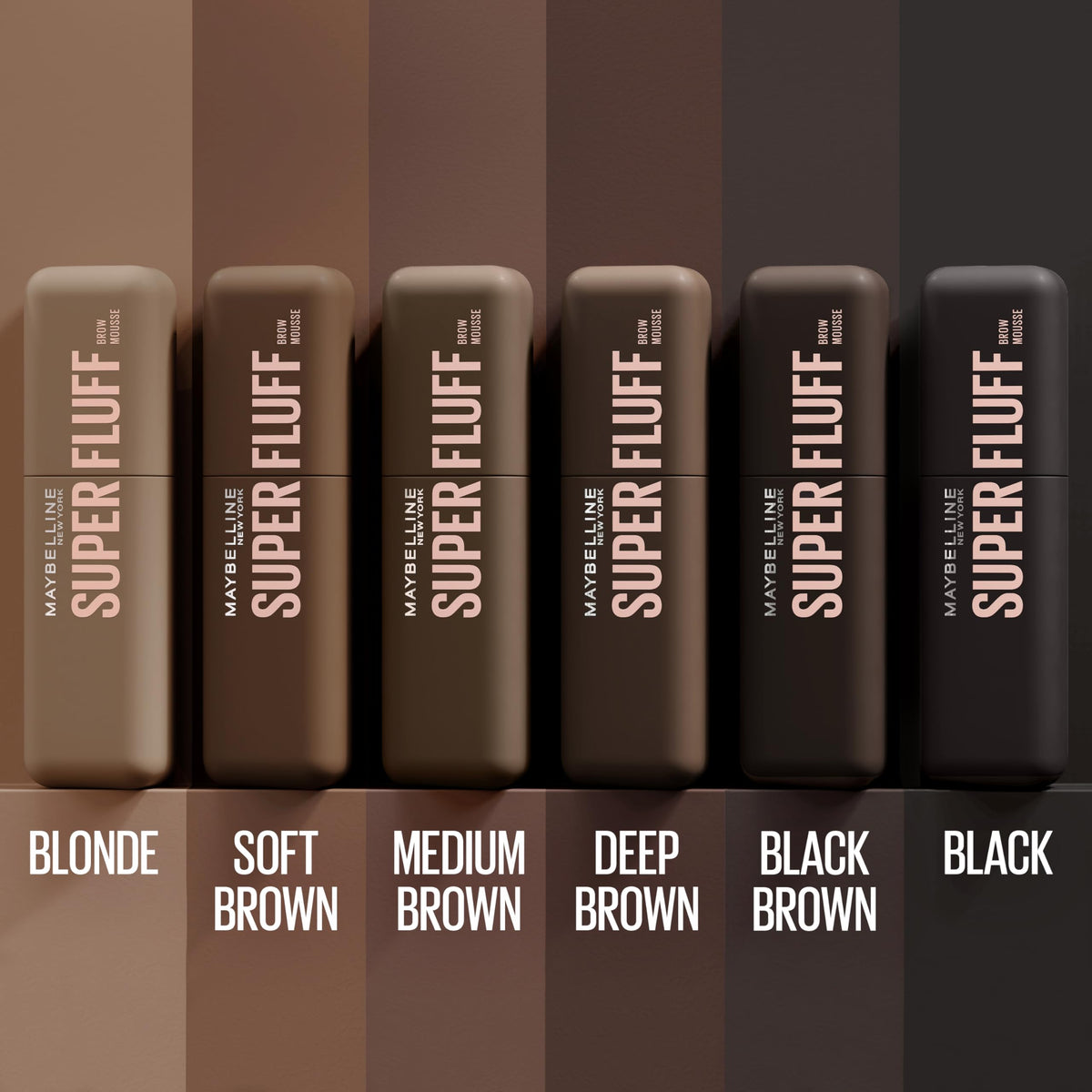 Maybelline Superfluff before and after comparison highlighting fuller-looking, soft brows