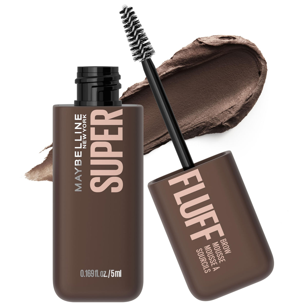 Maybelline Superfluff front packaging showing product and shade, easy selection benefit