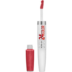 MAYBELLINE Super Stay 24 front tube in Continuous Coral showing vivid color and convenience