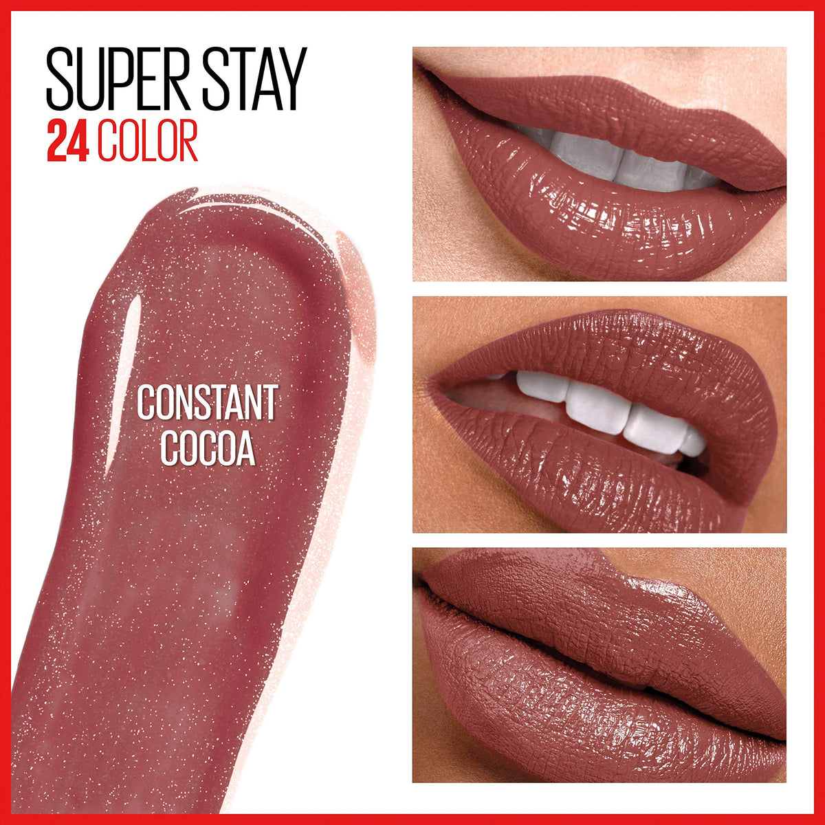 MAYBELLINE pigment swatch on arm showing rich Constant Cocoa payoff