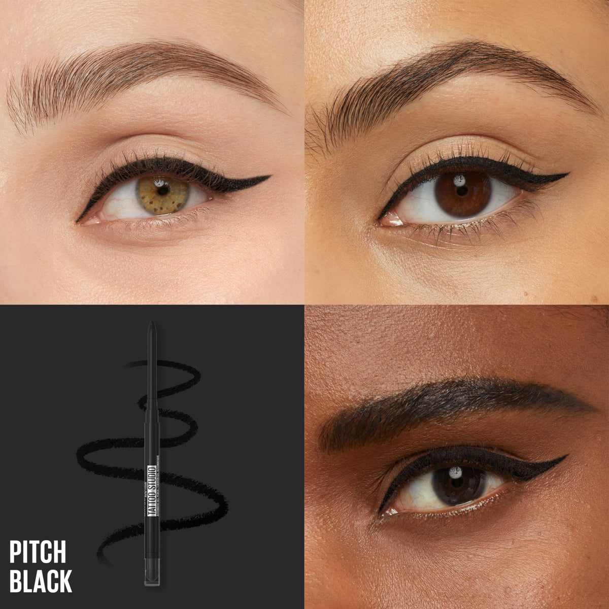 MAYBELLINE Tattoo Studio blender end detail showing easy softening and smoky finish