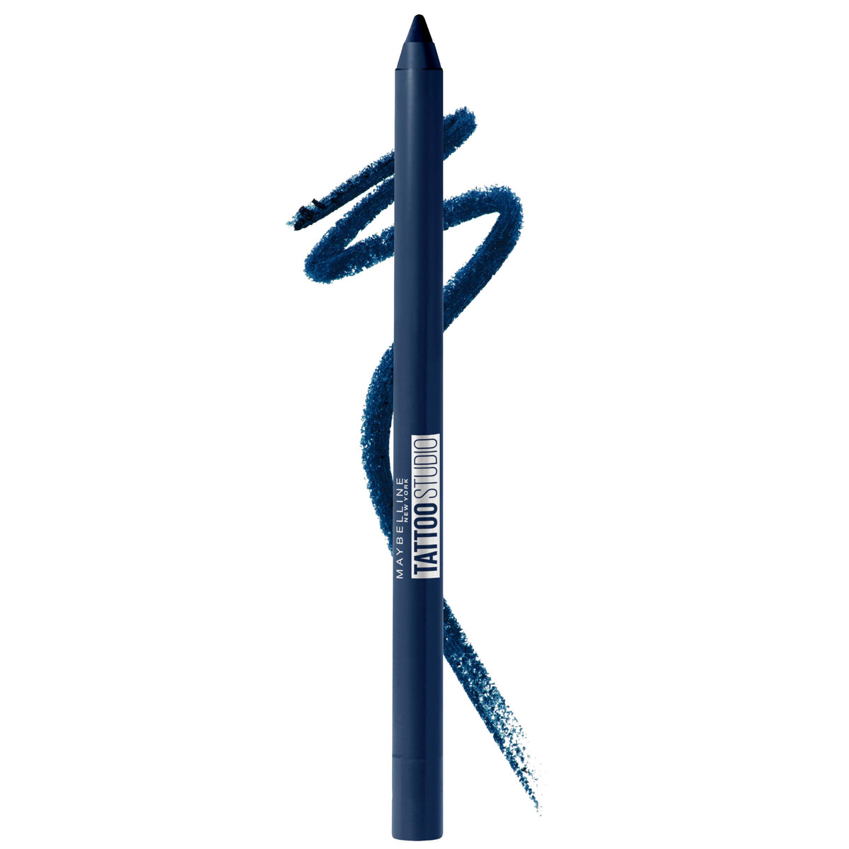 Maybelline pencil front packaging showing navy shade and product benefit