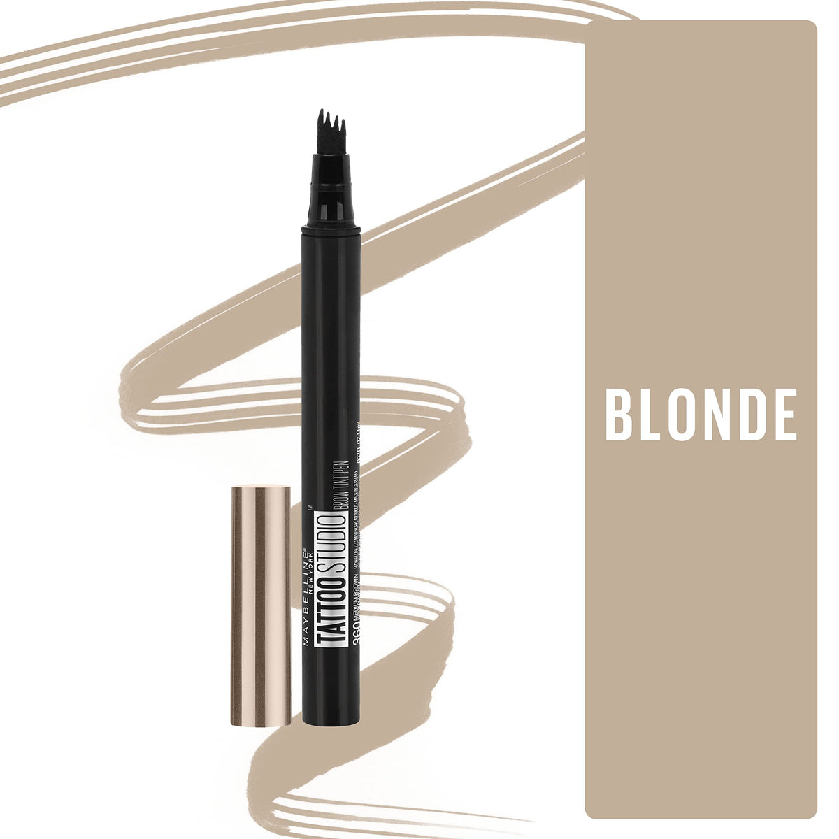 Maybelline close-up of multi-prong tip demonstrating precise hair-like stroke capability