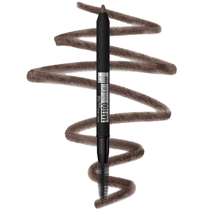 MAYBELLINE pencil front view showing Deep Brown shade and compact design benefit longwear