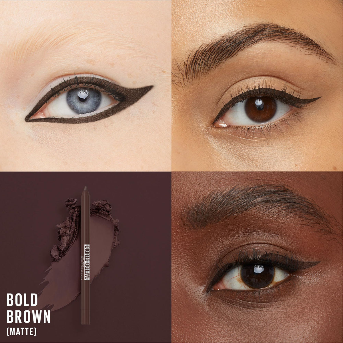 Maybelline pencil tip close-up showing sharpenable point for precise application