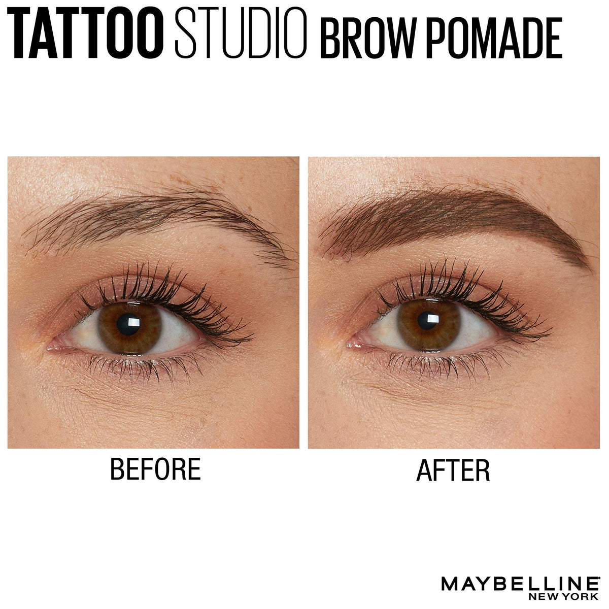Maybelline medium brown swatch on skin showing buildable pigment and natural finish