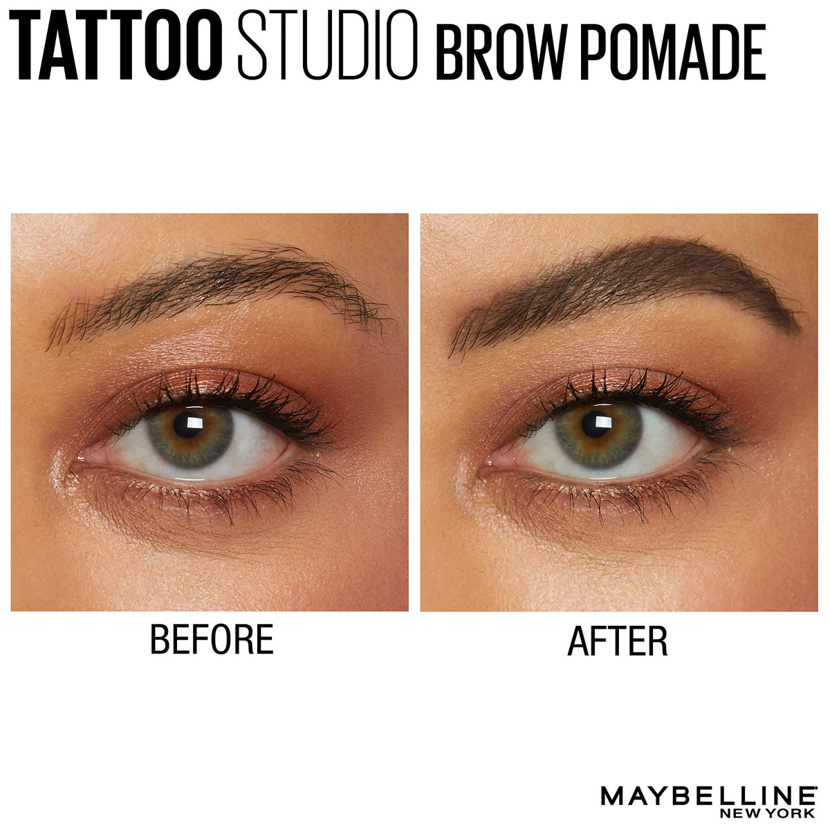 MAYBELLINE swatch strokes of Deep Brown showing pigment and blendability