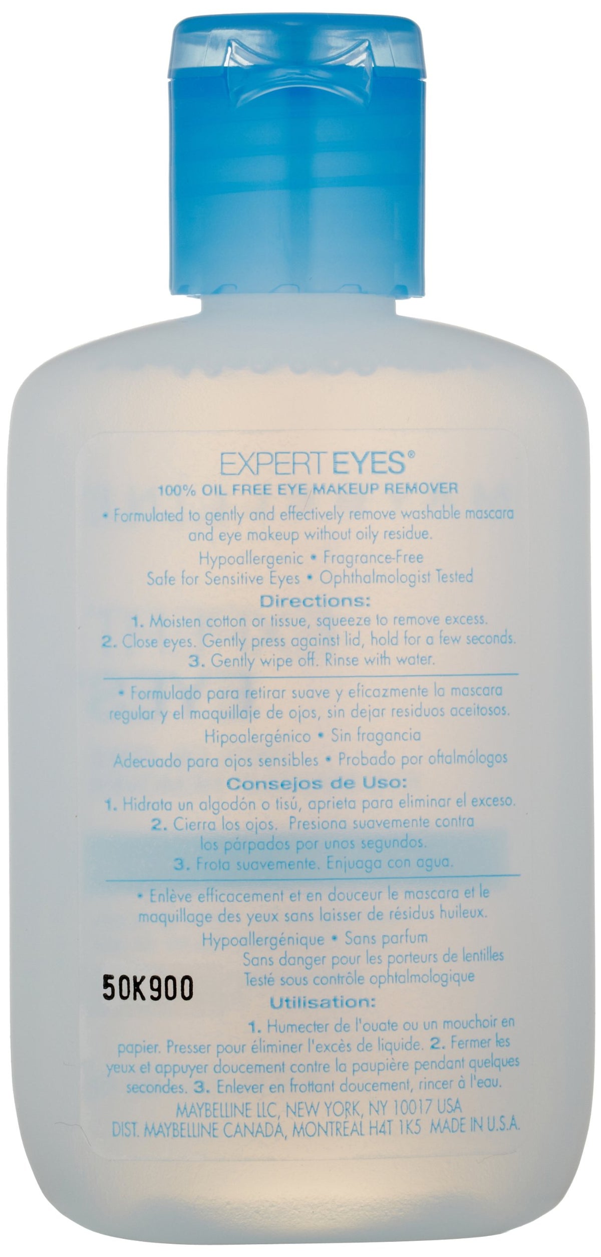 MAYBELLINE clear texture close-up highlighting oil-free formula for non-greasy removal