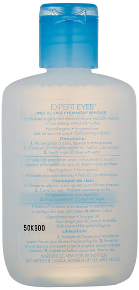 MAYBELLINE clear texture close-up highlighting oil-free formula for non-greasy removal
