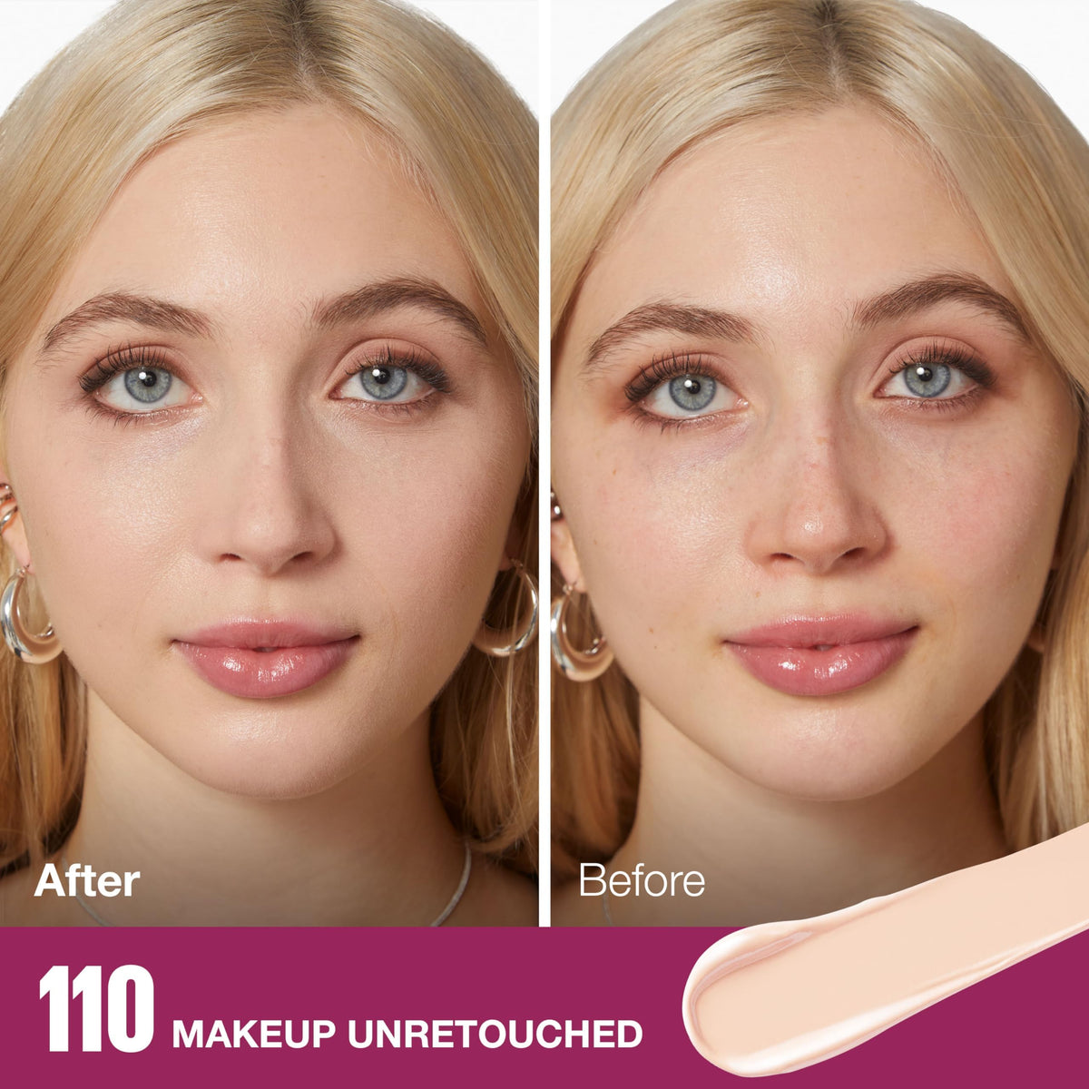 MAYBELLINE concealer texture swatched on skin demonstrating smooth blendability and luminous finish