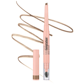 Maybelline Total Temptation eyebrow definer pencil front packaging showing blonde shade and branding benefit natural shaping
