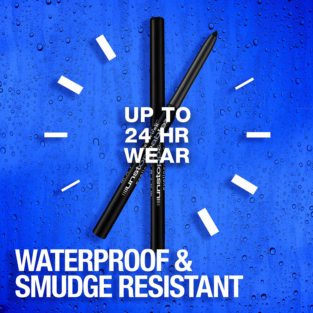 Maybelline Unstoppable swatch line showing rich espresso pigment and smooth glide