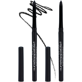 Maybelline Unstoppable front packaging showing twin Onyx pencils and label benefit