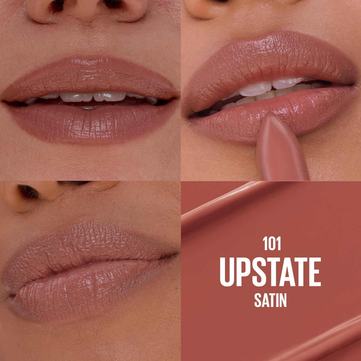 MAYBELLINE Upstate bullet close-up highlighting the lip-hugging shape for precise application