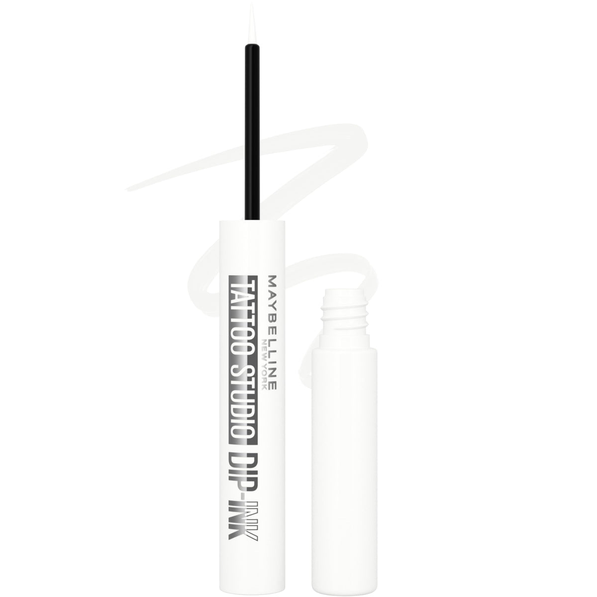 MAYBELLINE front packaging showing White Canvas waterproof eyeliner benefits