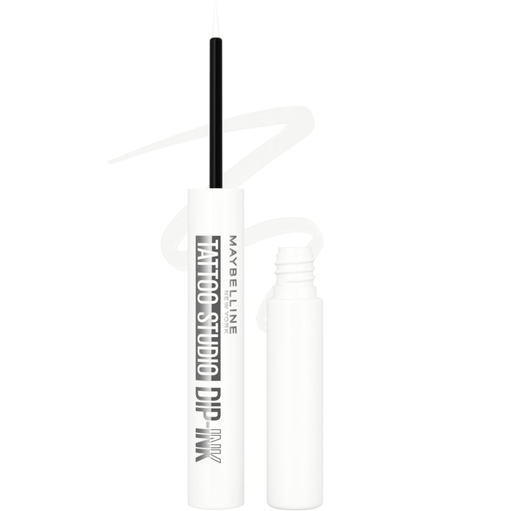 MAYBELLINE front packaging showing White Canvas waterproof eyeliner benefits