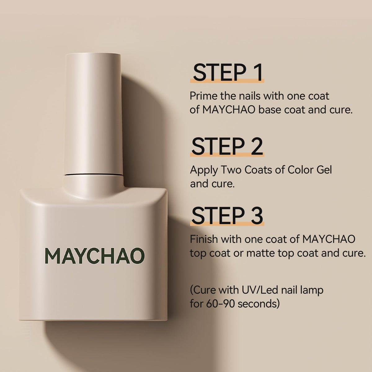 MAYCHAO color swatch fan showing lilac shade range and selection benefit