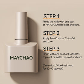 MAYCHAO color swatch fan showing lilac shade range and selection benefit