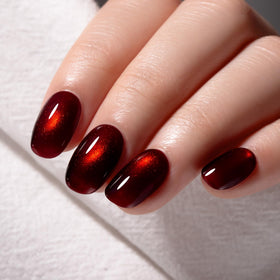 MAYCHAO cured nail finish showing high-gloss mirror shine and depth
