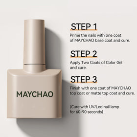 MAYCHAO hand holding bottle for scale showing compact 15ml travel-friendly size
