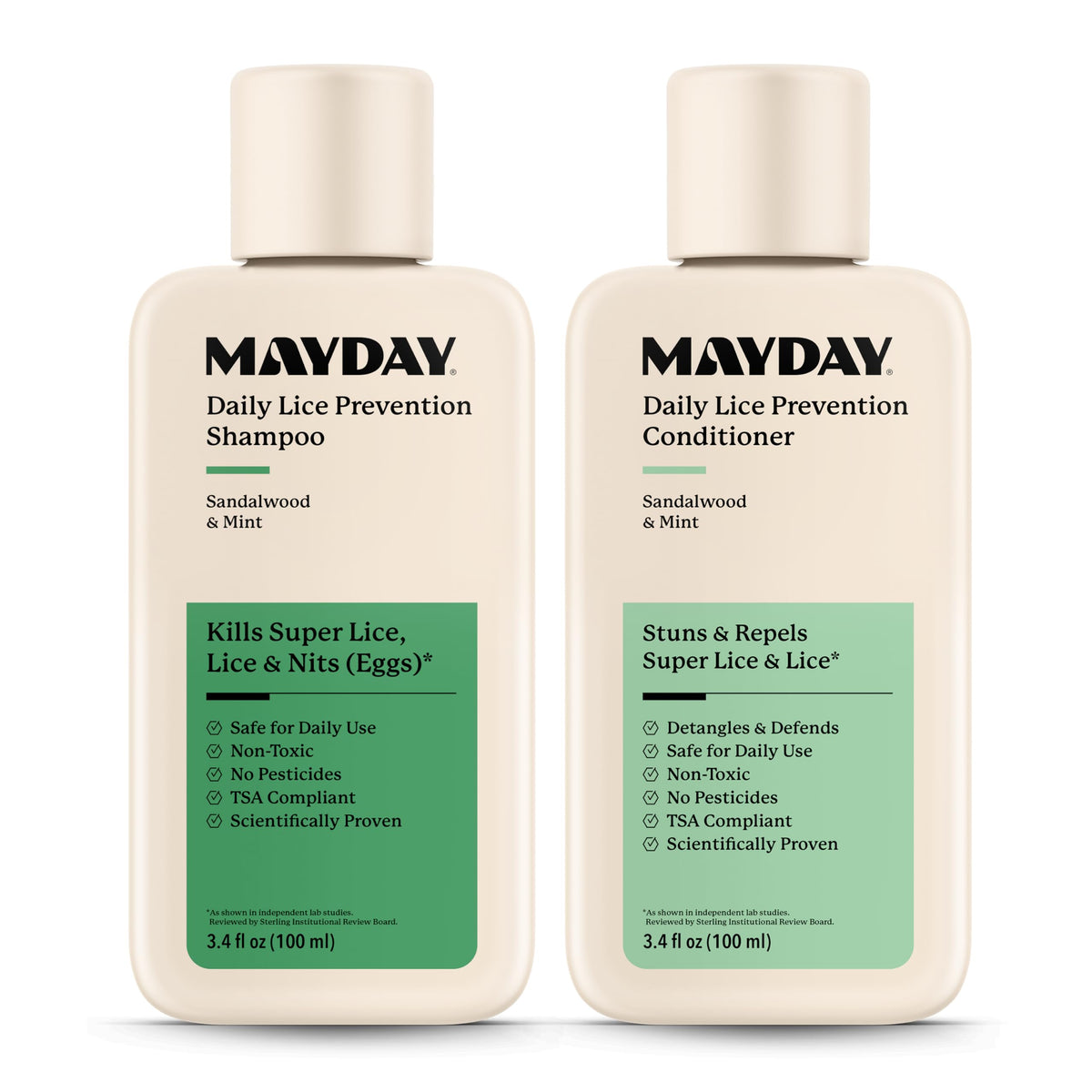 MAYDAY front packaging showing sandalwood and mint scent and travel-ready size