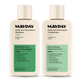 MAYDAY front packaging showing sandalwood and mint scent and travel-ready size