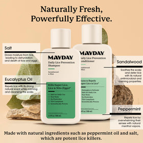 MAYDAY shampoo lather on hair illustrating gentle cleaning action