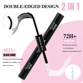 Mayhug double-ended glue close-up highlighting adhesive and seal sides for longer wear
